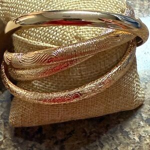 Elegant Gold Tone Bangle Bracelet Set NEW